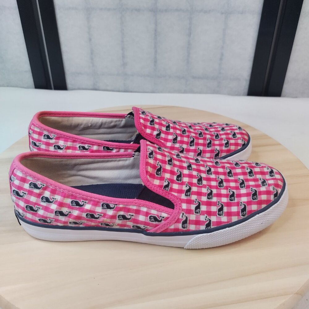 Sperry Vineyard Vines Seaside Gingham Pink & White Sneakers Big Kids US 5M - Picture 2 of 15